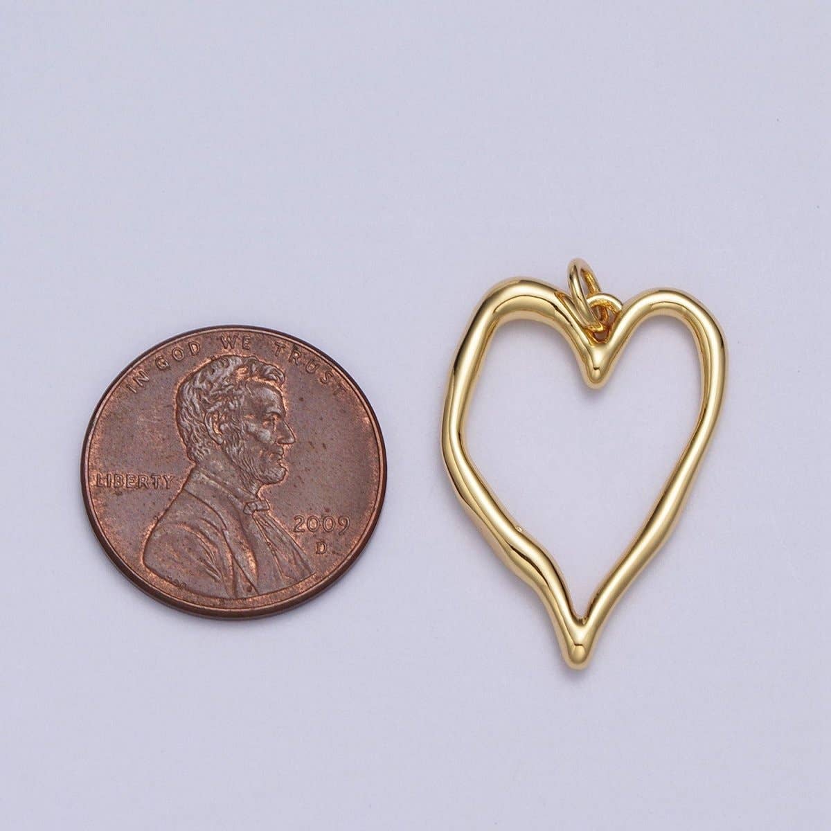 Gold Geometric Open Heart Minimalist Charm |