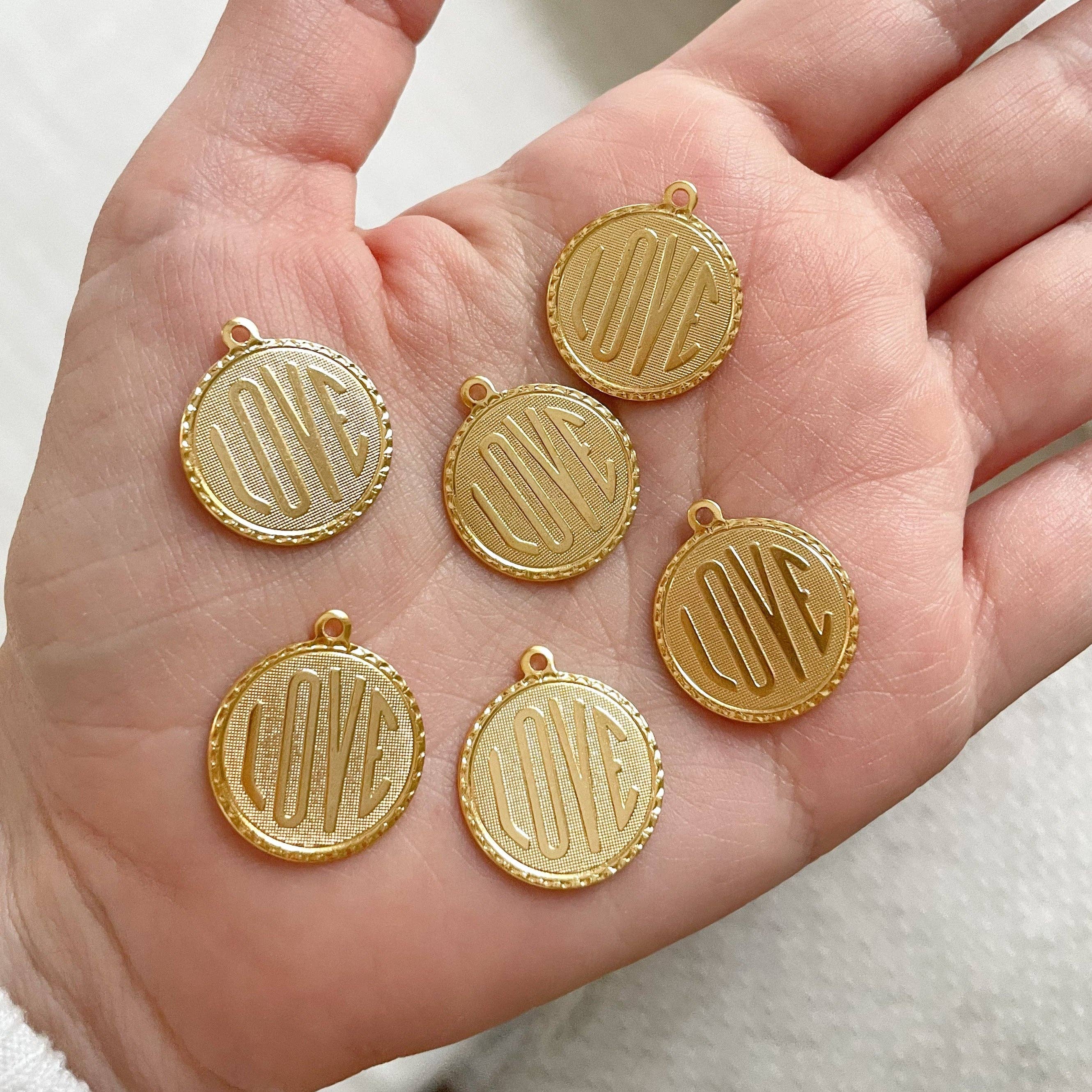 Gold Love Coin Charm