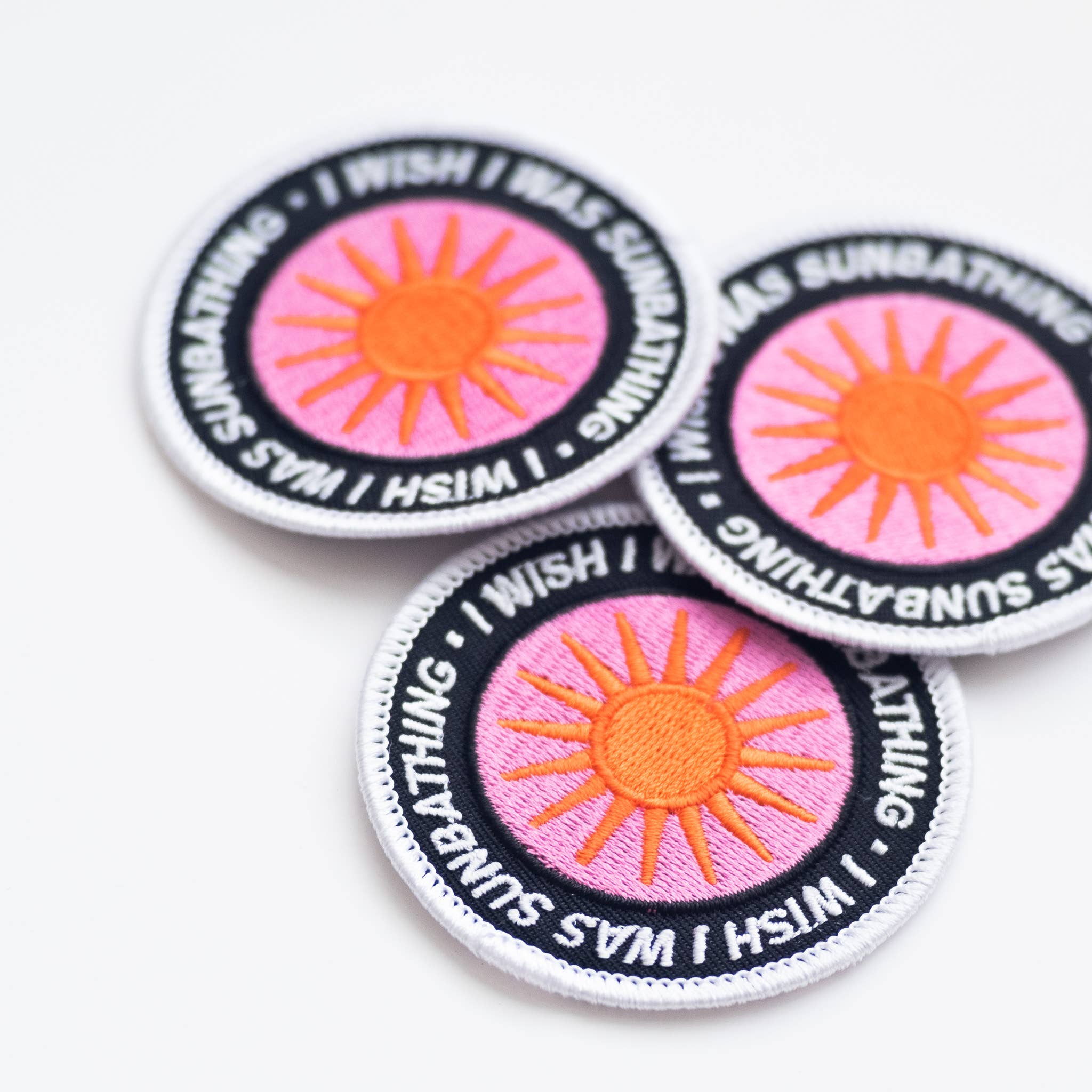 I Wish I Was Sunbathing Embroidered Iron on Patch
