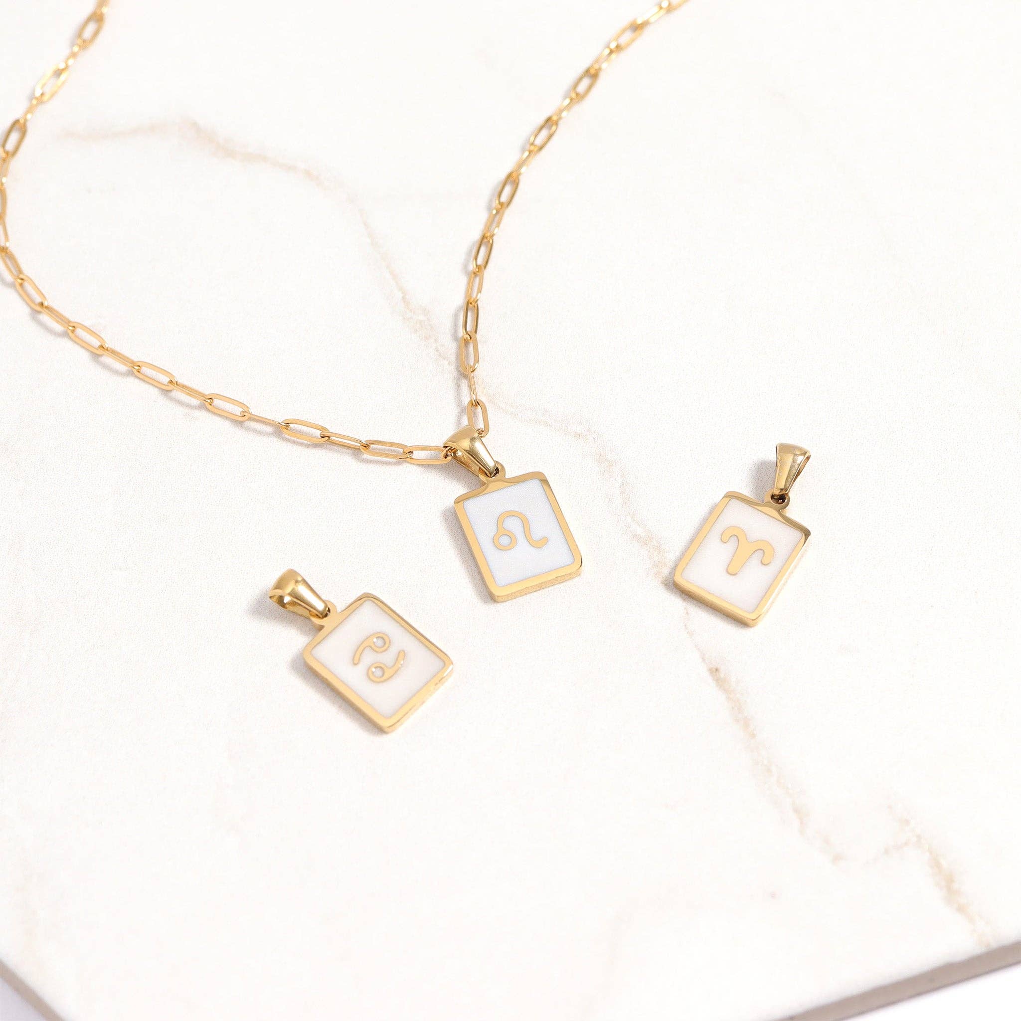 18K Gold PVD Zodiac Card Pendants