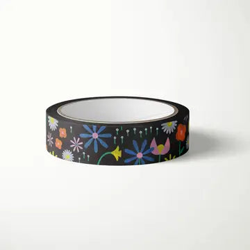 Chanson De Fleurs Black Floral Washi Tape – 15mm image 0
