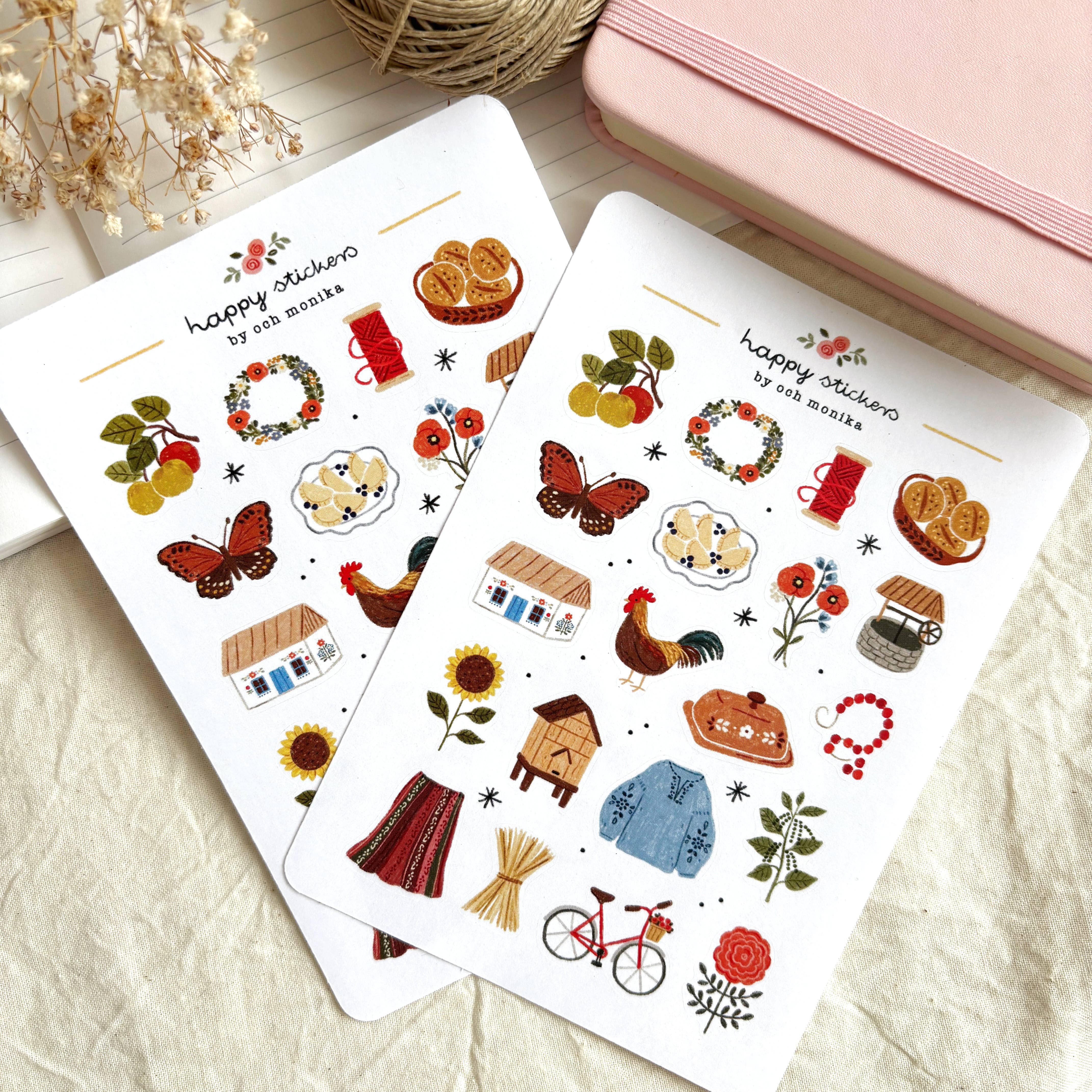 Folk Cottage - Planner & Journal Stickers | A6 Matte Paper