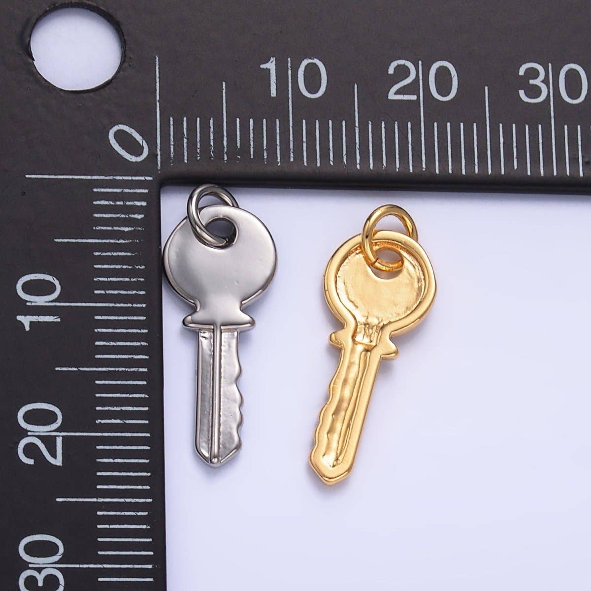 24K Gold Filled Minimalist Key Lock Charm in Gold & Silver |
