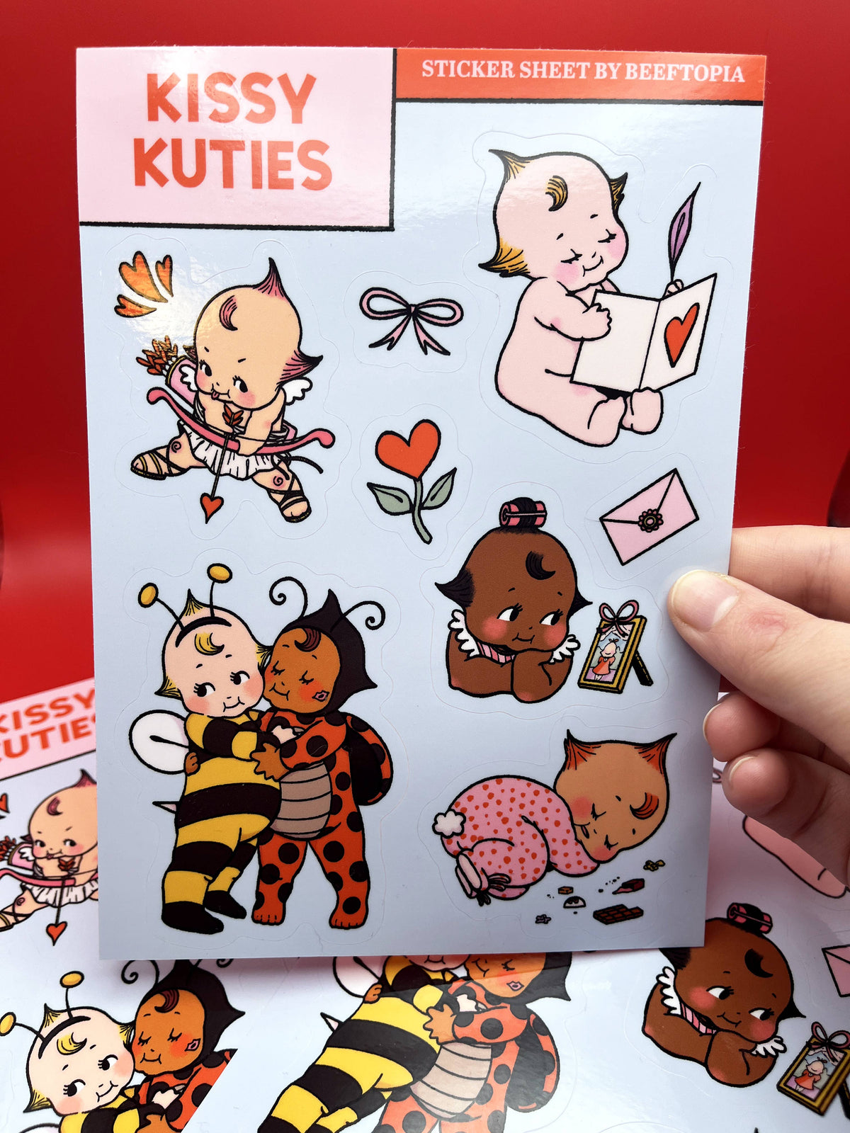 Kissy Kuties Kewpie Inspired Waterproof Vinyl Sticker Sheet