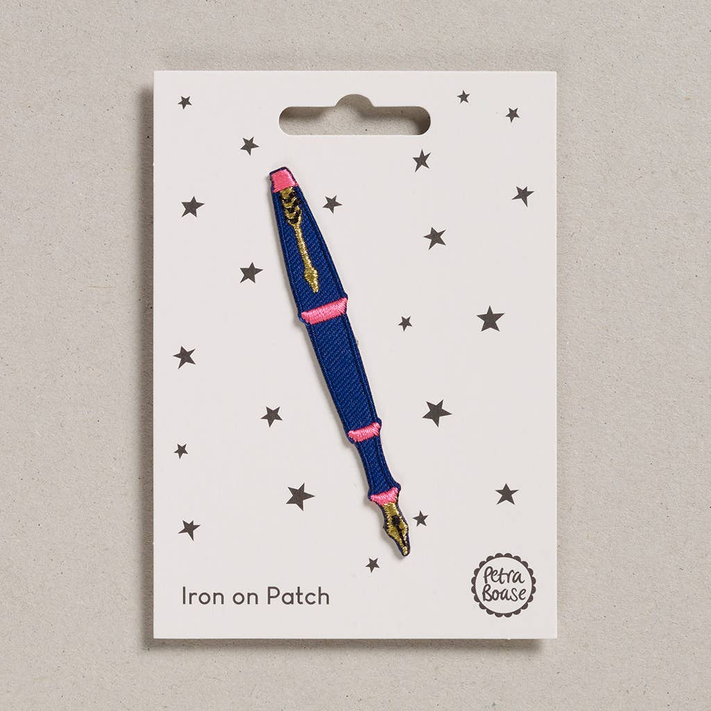 Iron on Patch Fountain Pen Blue