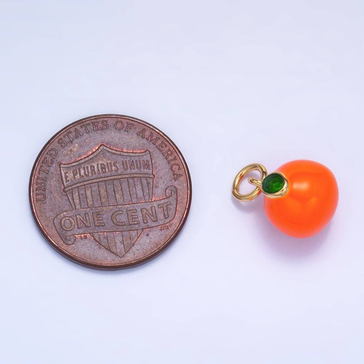 24K Gold Filled Tangerine Orange Fruit Enamel Mini Multidimensional Charm |