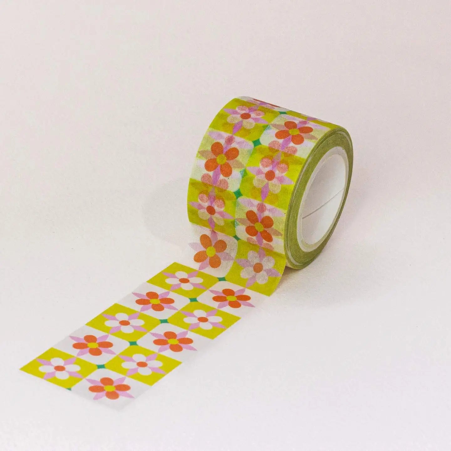 Flower Tiles • Retro Floral Wide Washi Tape – 30mm image 0