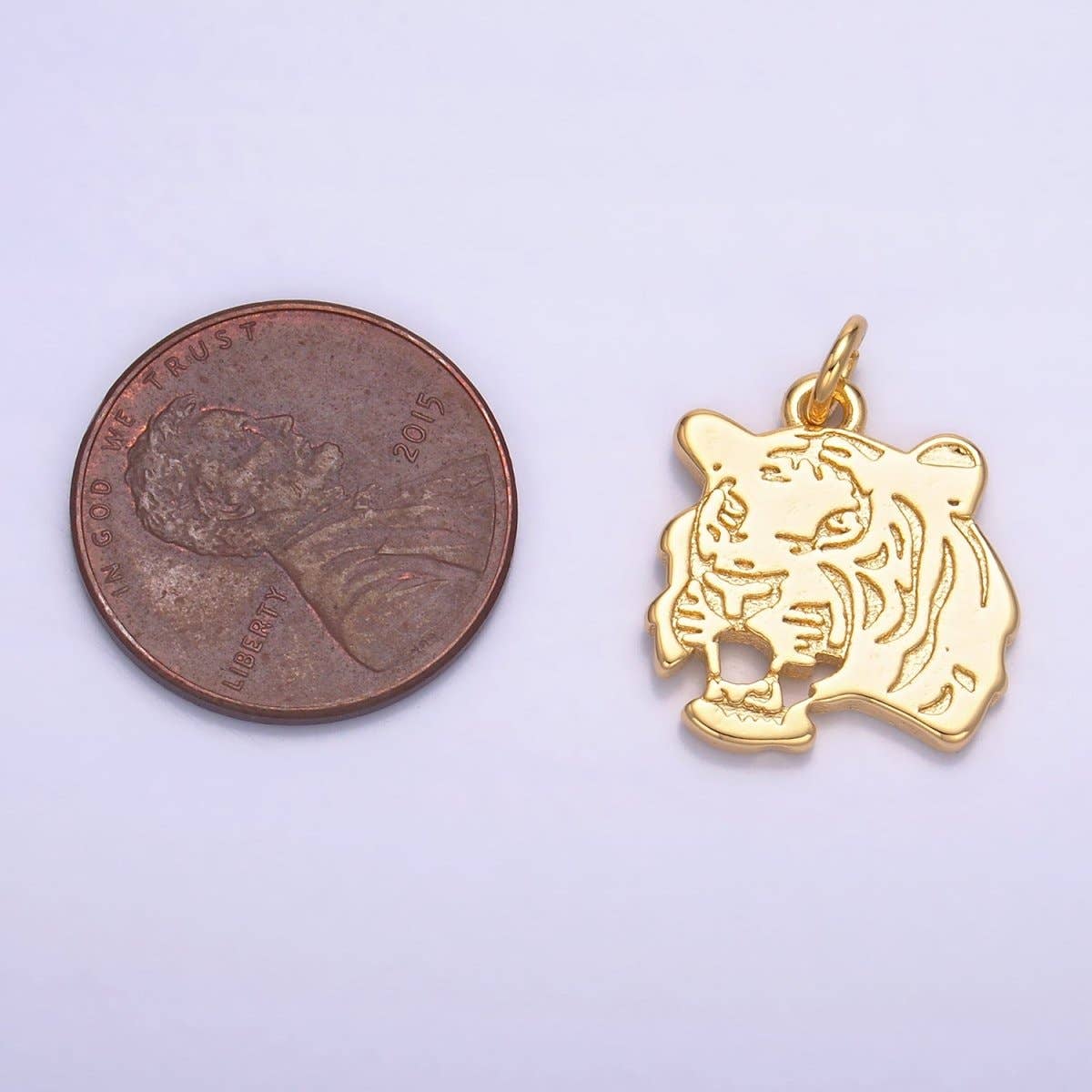 24K Gold Filled Tiger Head Animal Charm | W233
