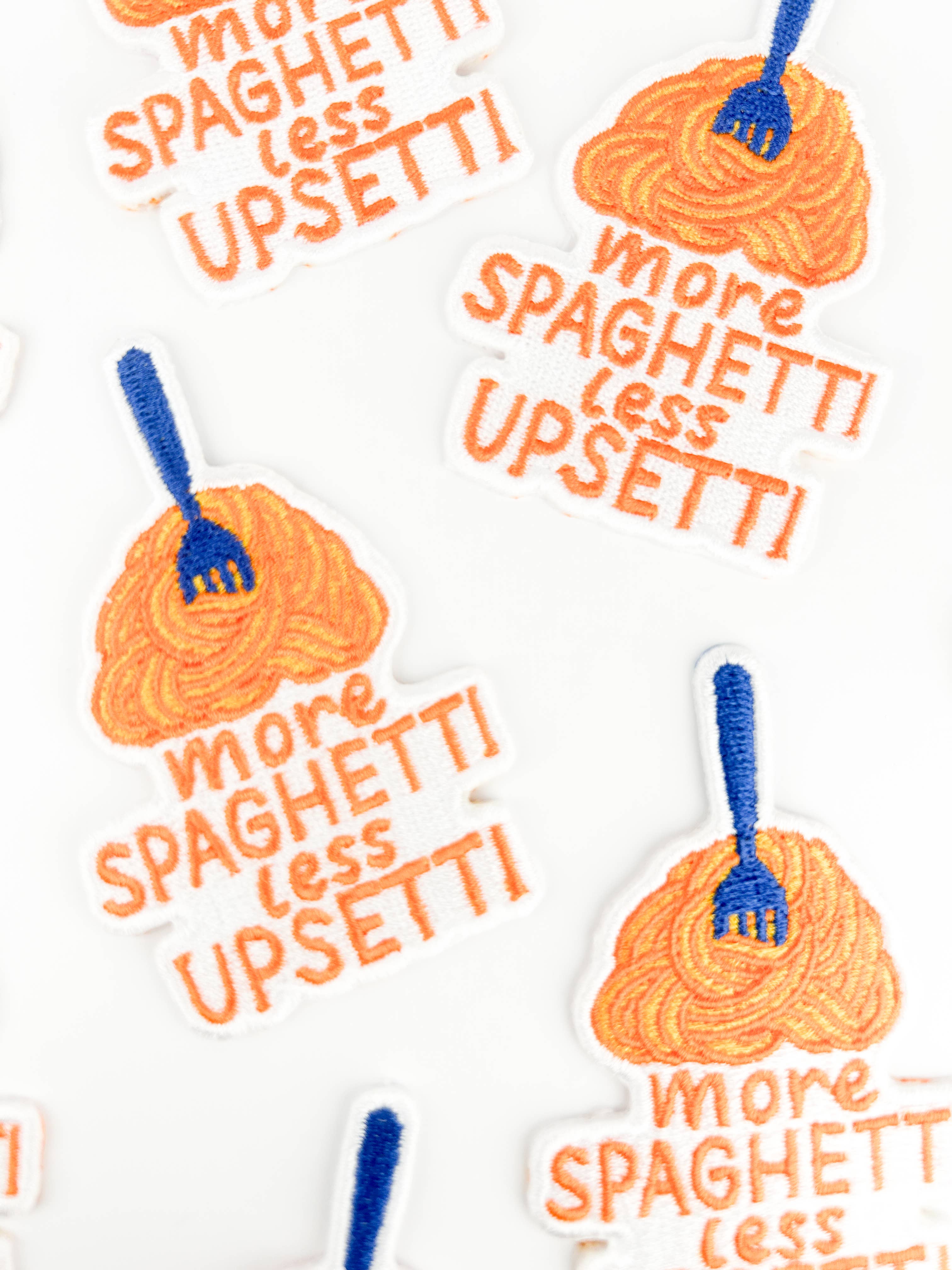 More Spaghetti Less Upsetti Patch Pasta Iron On Embroidered 