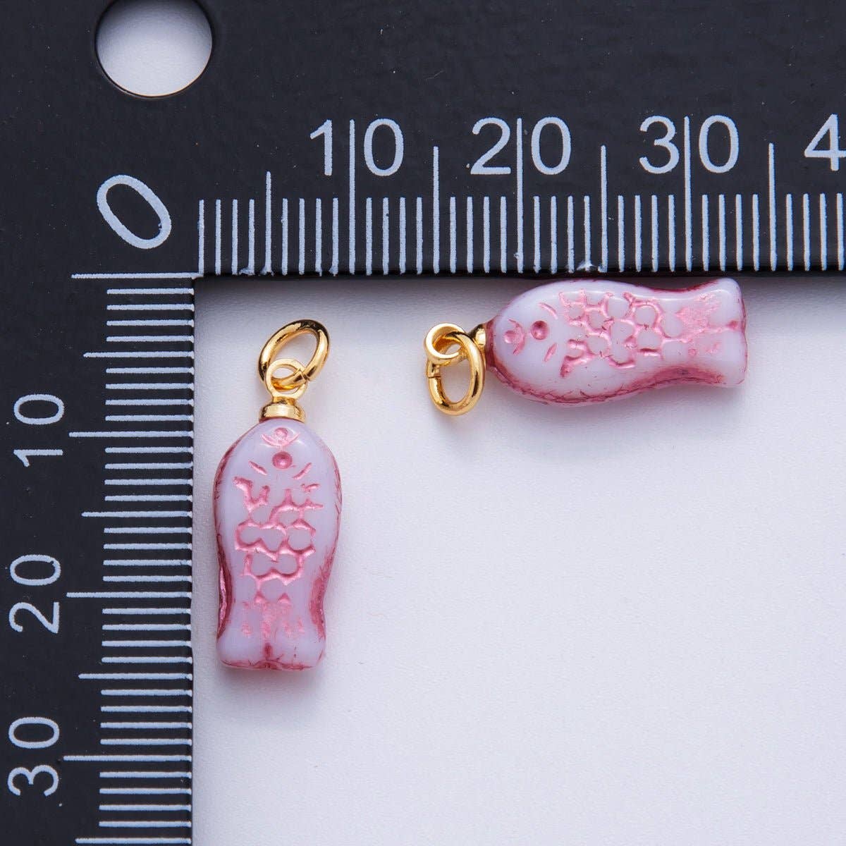 18K Gold Filled Pink Scaled Fish Mini Charm |