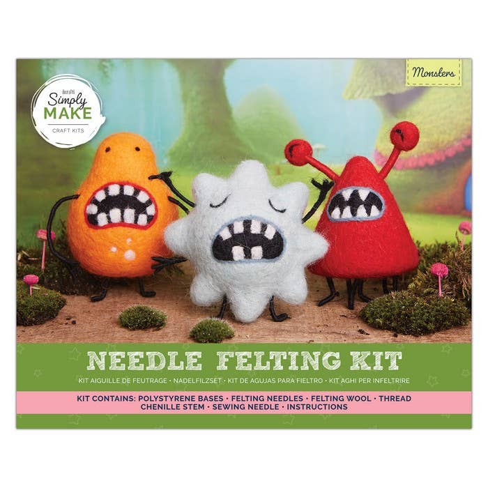 Simply Make Needle Felting Kit, Monsters Set, Including Wool