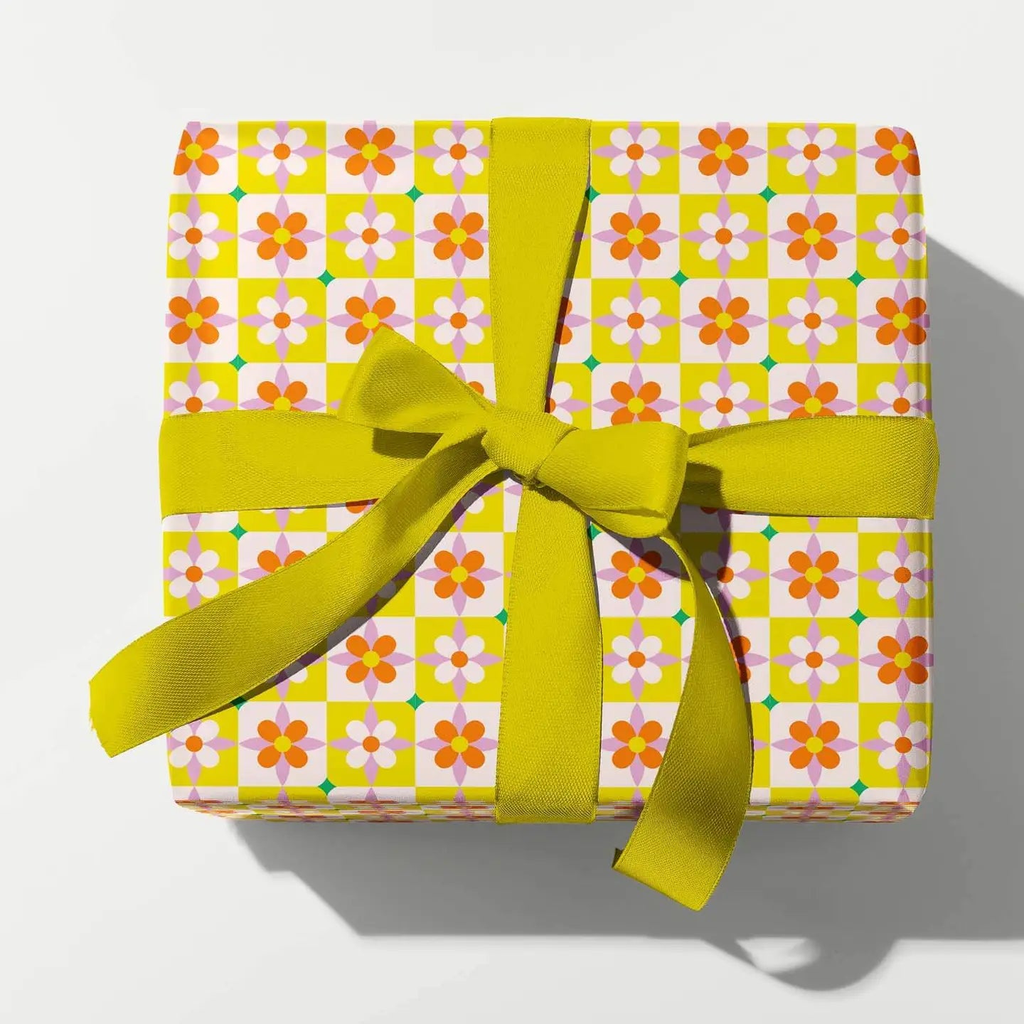 Flower Tiles (Yellow) Wrapping Paper - single sheet Gift Wrap image 0
