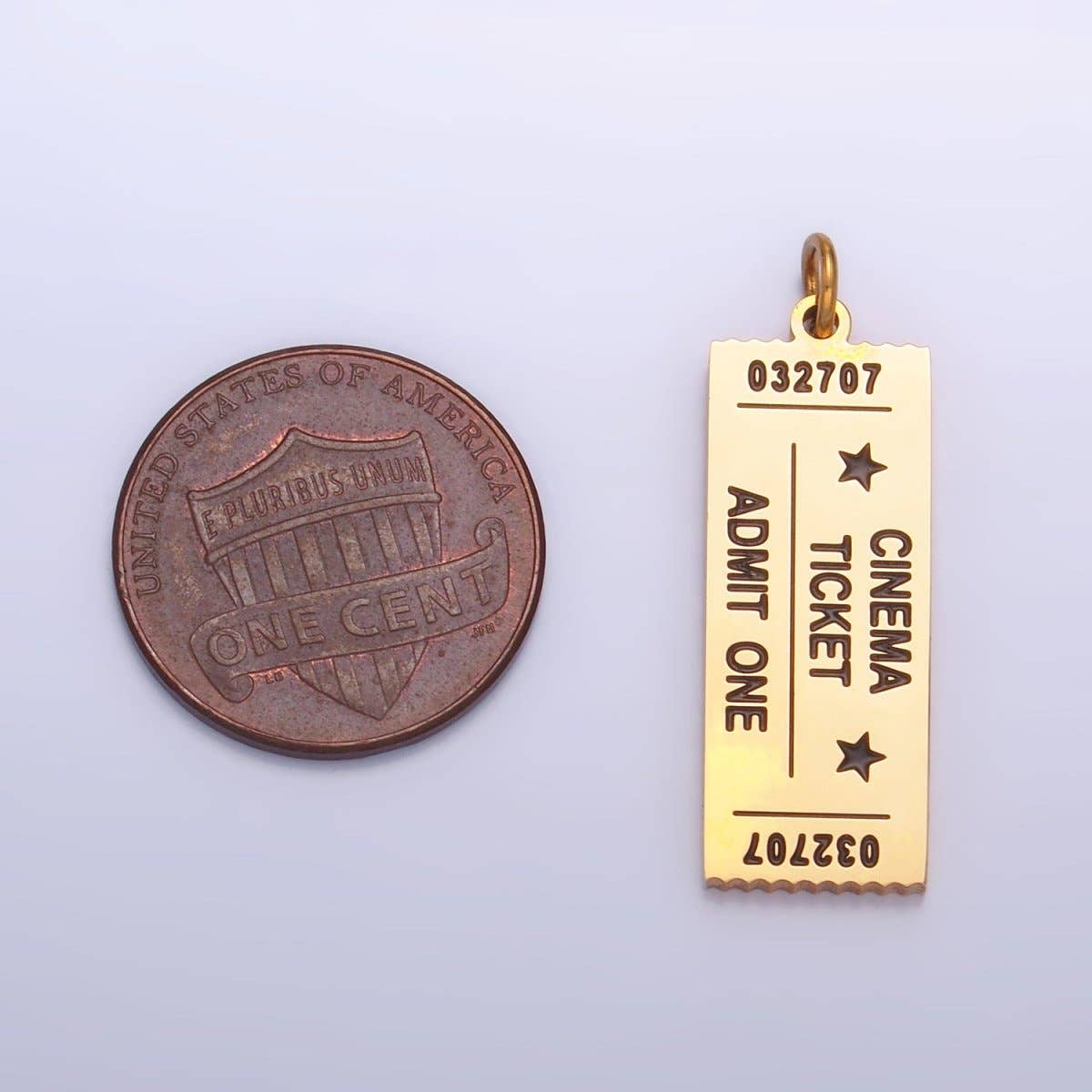 Stainless Steel "Theater Movie Cinema Ticket Admit One" Script Charm |