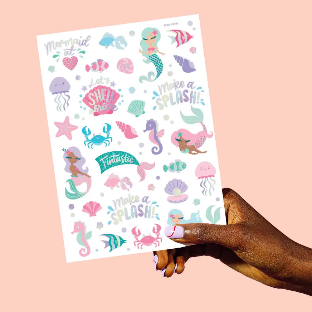 Mermaid Party Foil Kids Temporary Tattoos - Petit Fetti image 2