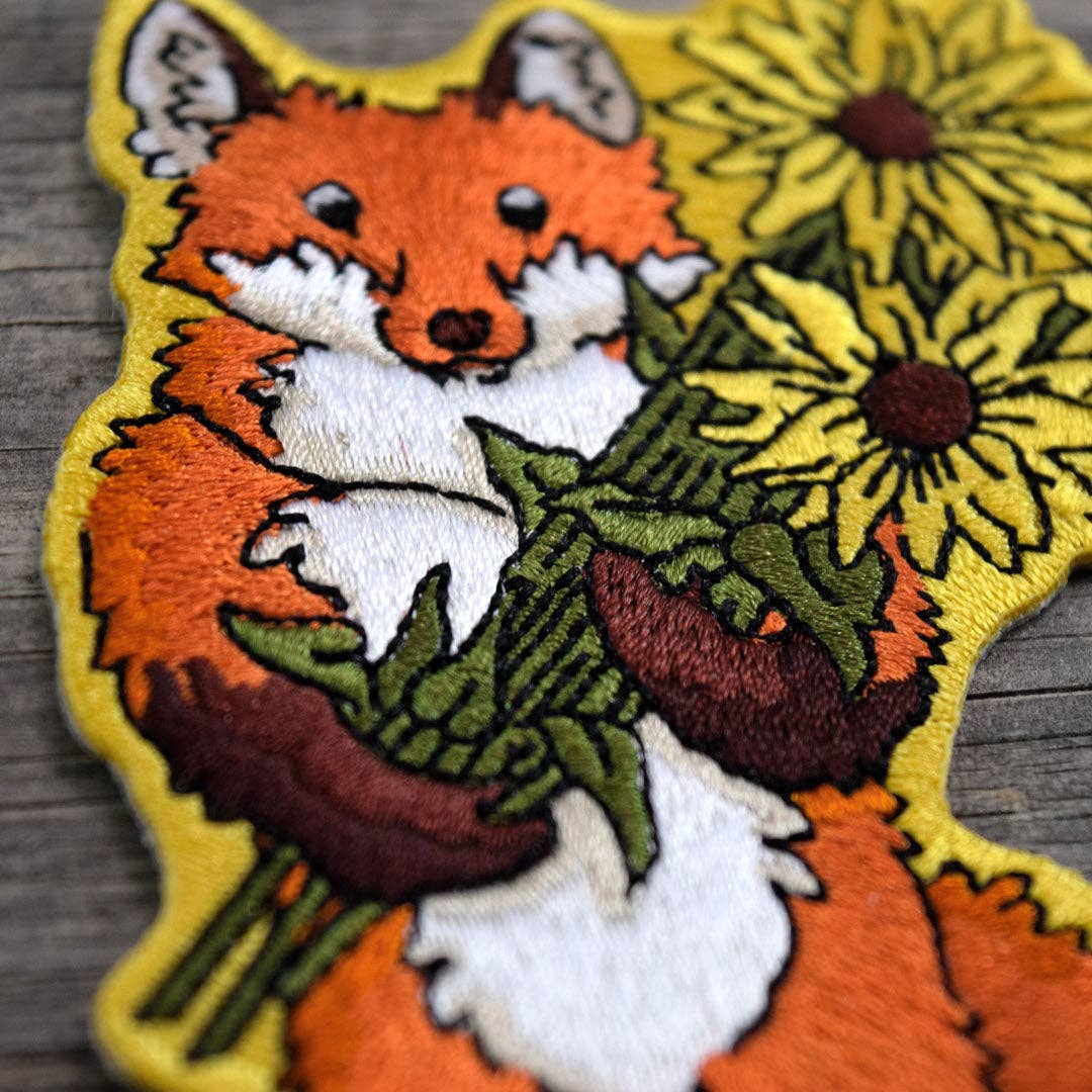 Fox & Flowers Embroidered Patch