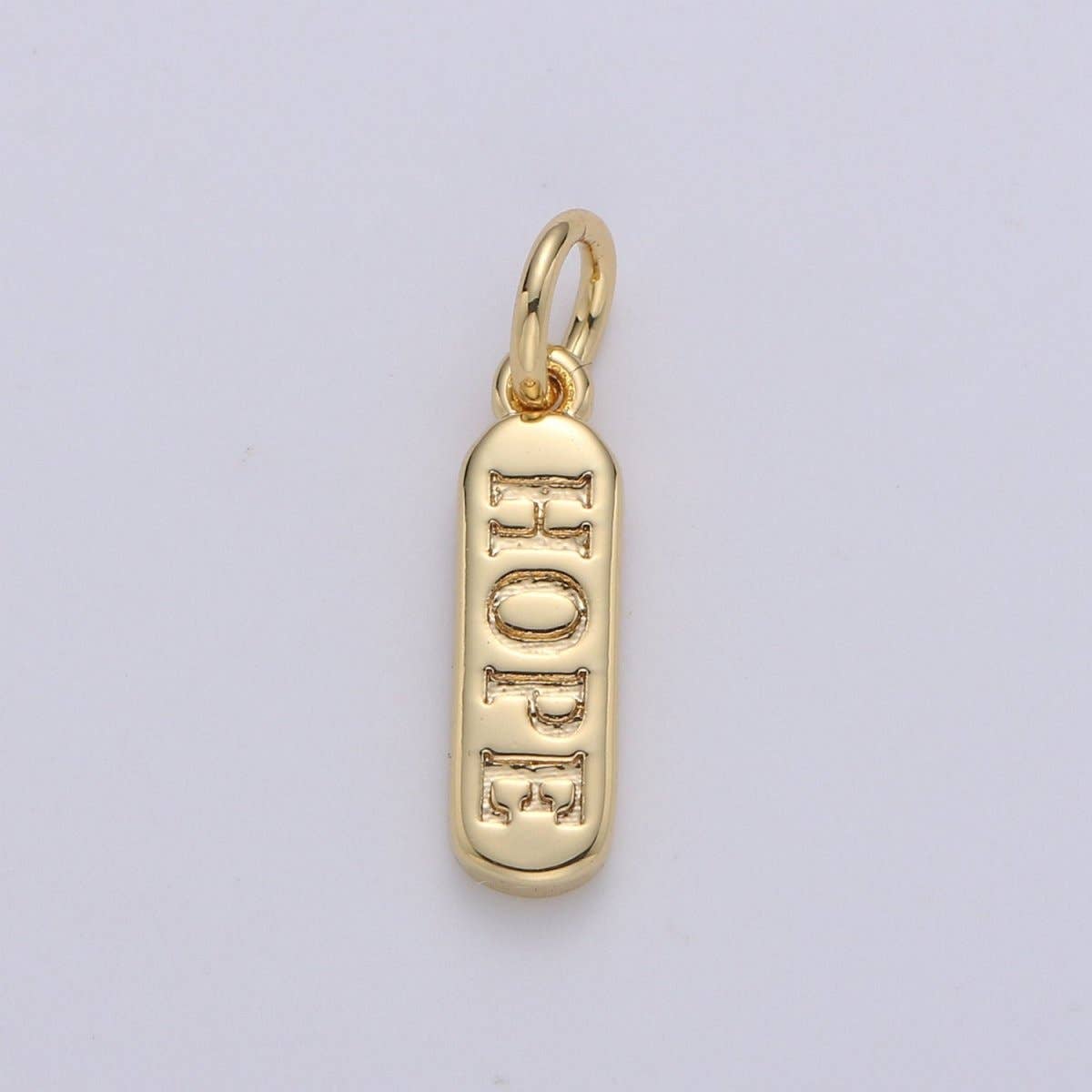 Dainty Gold Pill Bar Pendant, love mom hope happy chill words charm, 14K Gold Filed Pendant for Bracelet Necklace Earring Component Supply | D-506, D-323-D-330, D-747