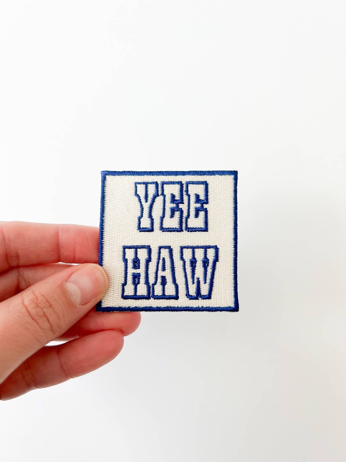 Navy Blue Yee Haw Embroidered Iron On Patch Hats & Clothing