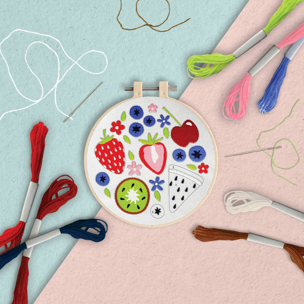Simply Make Embroidery By Numbers Summer Fruits Craft Kit