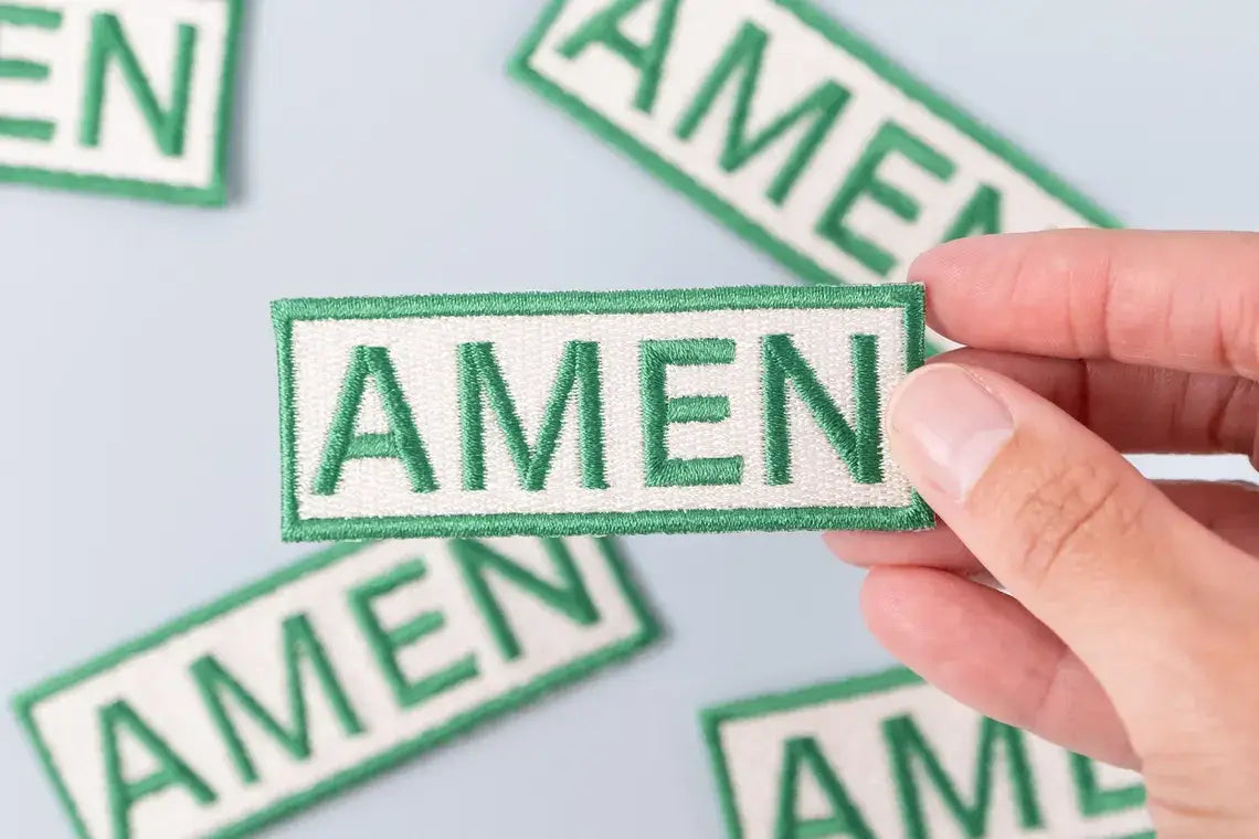 Amen Embroidered Iron-On Patch Southern Funny Country Charm