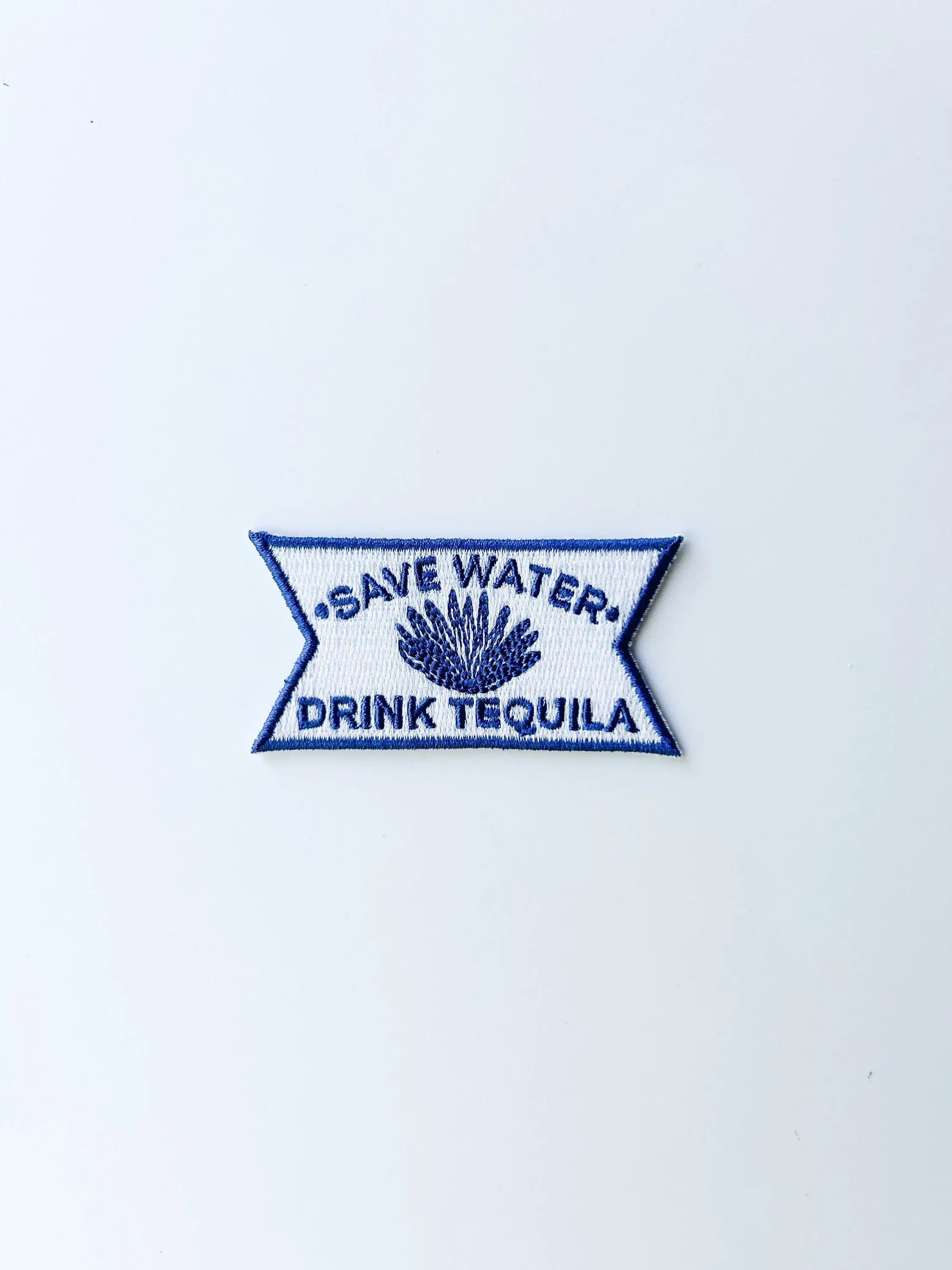Save Water Drink Tequila Blue and White Iron-On Patch