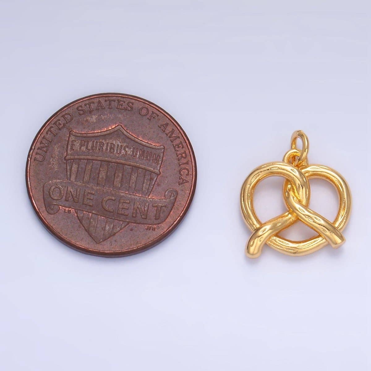 24K Gold Filled Mini Pretzel Pastry 3D Minimalist Charm in Gold