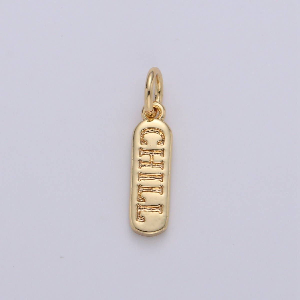 Dainty Gold Pill Bar Pendant, love mom hope happy chill words charm, 14K Gold Filed Pendant for Bracelet Necklace Earring Component Supply | D-506, D-323-D-330, D-747